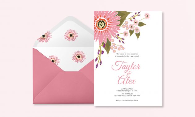 Floral Wedding Invitation Card Design Template In Illustrator in dimensions 1920 X 1344