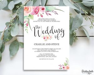 Floral Wedding Invitation Editable Pdf Template Friday Feels Paper regarding sizing 2176 X 1741