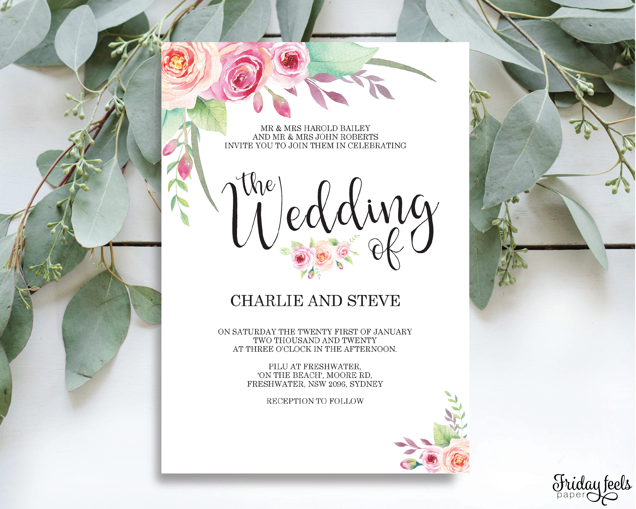 Floral Wedding Invitation Editable Pdf Template Friday Feels Paper regarding sizing 2176 X 1741