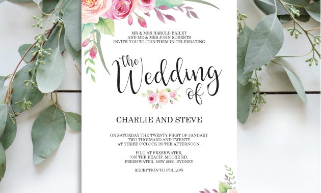 Floral Wedding Invitation Editable Pdf Template Friday Feels Paper with regard to proportions 2176 X 1741