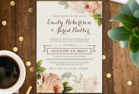 Floral Wedding Invitation Printable Gentle Cream Roses Rustic Shab in proportions 900 X 900