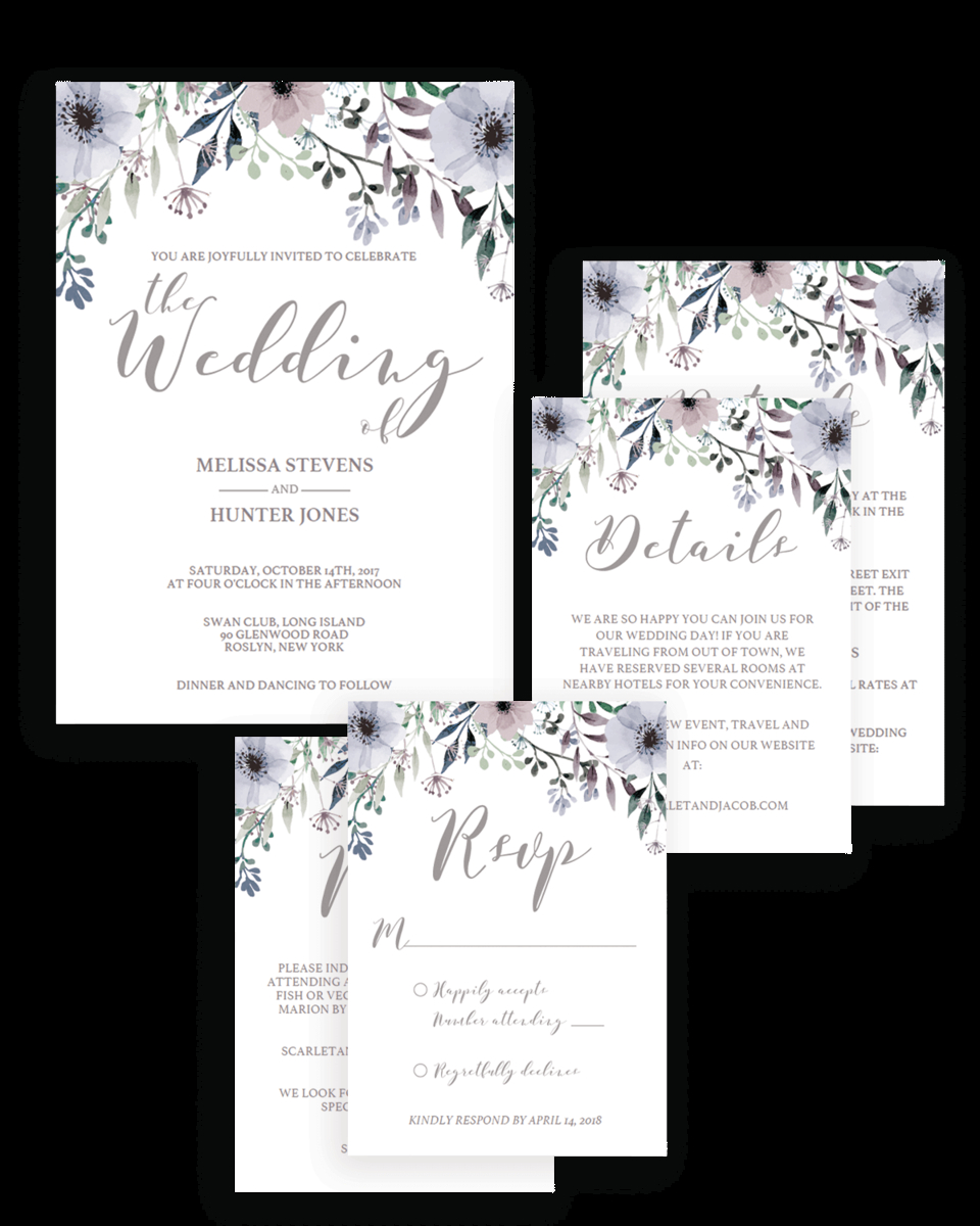 Floral Wedding Invitation Suite Templates Download Set Of 5 Stg1 within sizing 960 X 1200