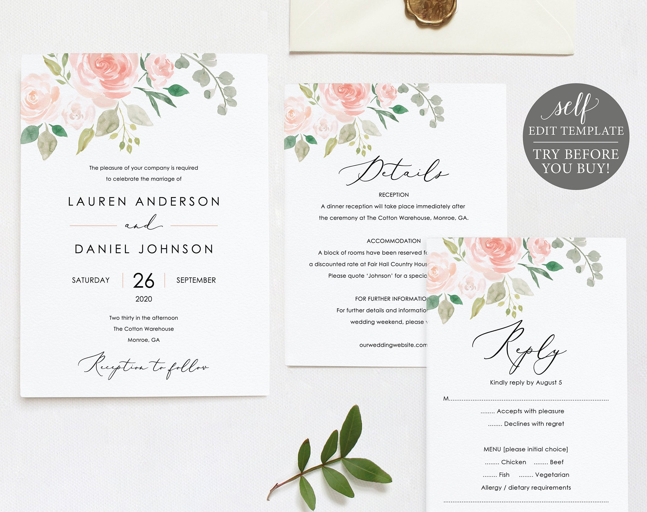 Floral Wedding Invitation Template Printable Wedding Etsy within measurements 2100 X 1661