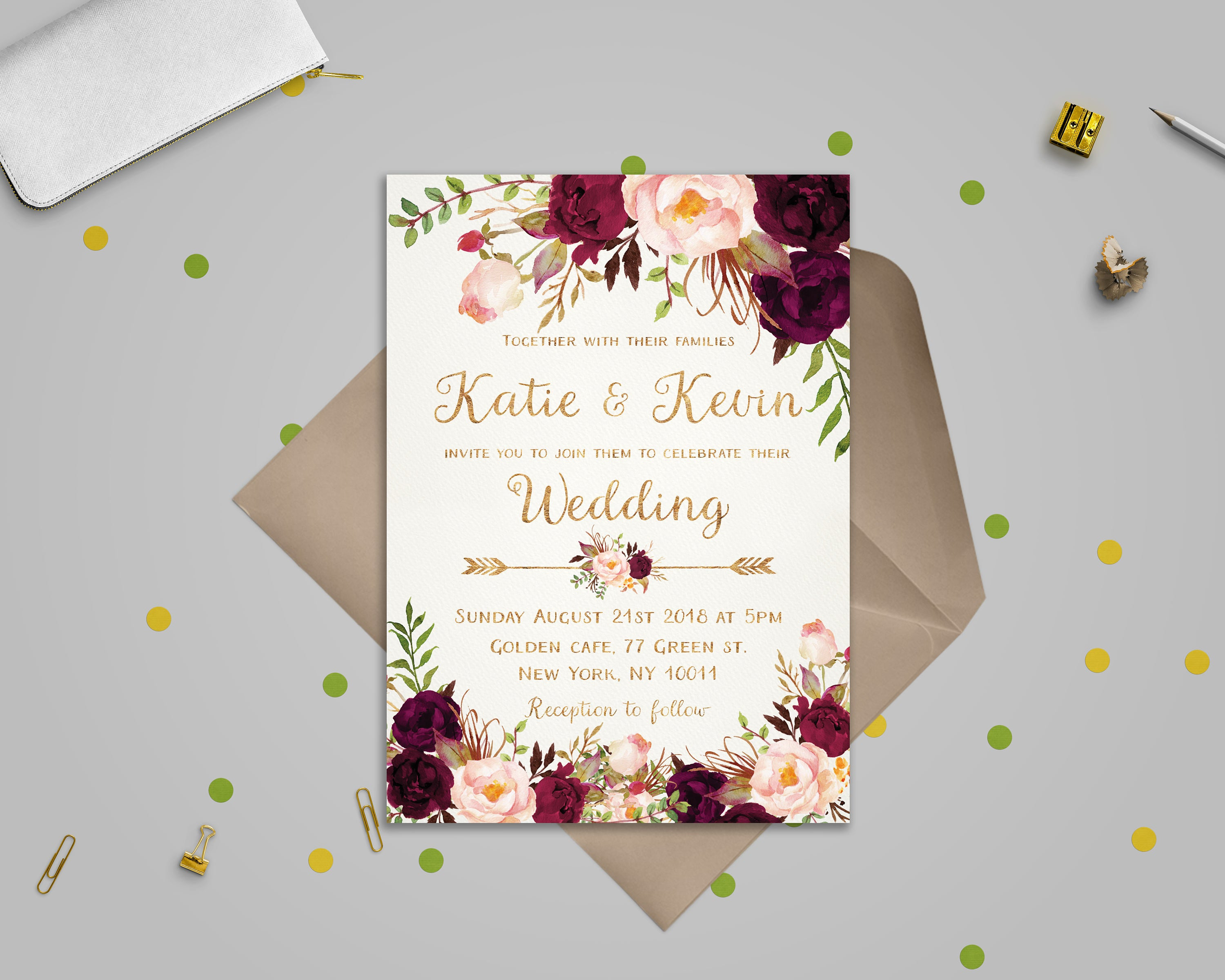 Floral Wedding Invitation Template Wedding Invitation Etsy for measurements 3000 X 2400