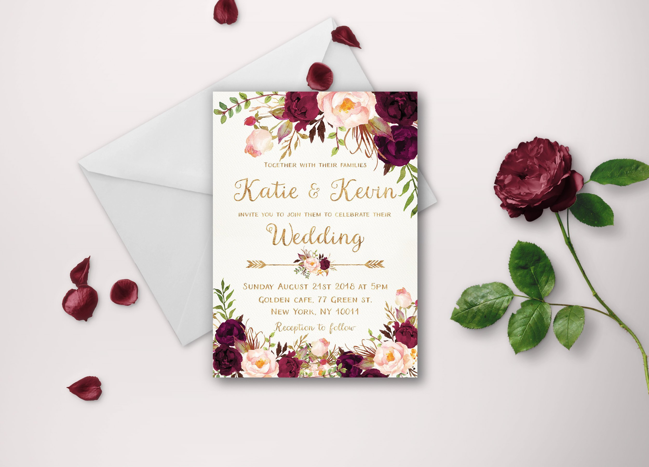 Floral Wedding Invitation Template Wedding Invitation Etsy regarding sizing 2500 X 1800