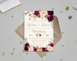 Floral Wedding Invitation Template Wedding Invitation Etsy throughout measurements 3000 X 2400