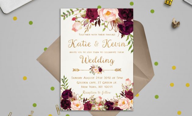 Floral Wedding Invitation Template Wedding Invitation Etsy throughout measurements 3000 X 2400