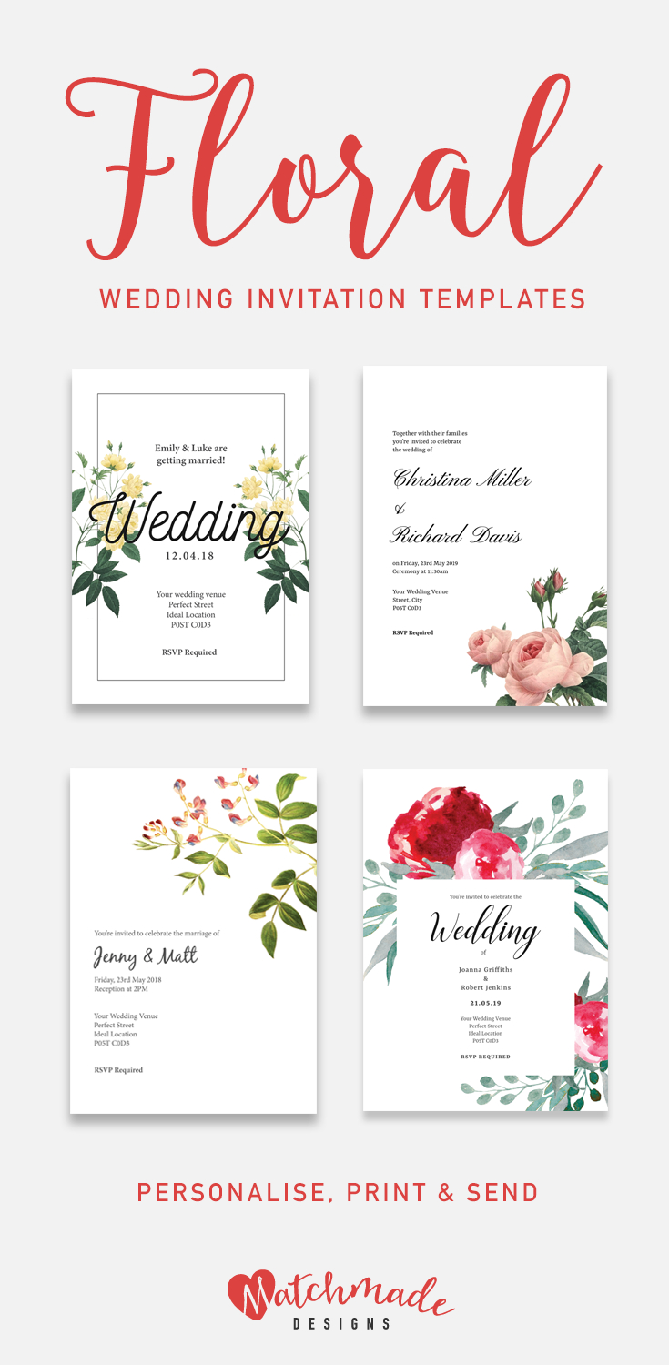 Floral Wedding Invitations Printable Floral Wedding Invite pertaining to measurements 735 X 1500