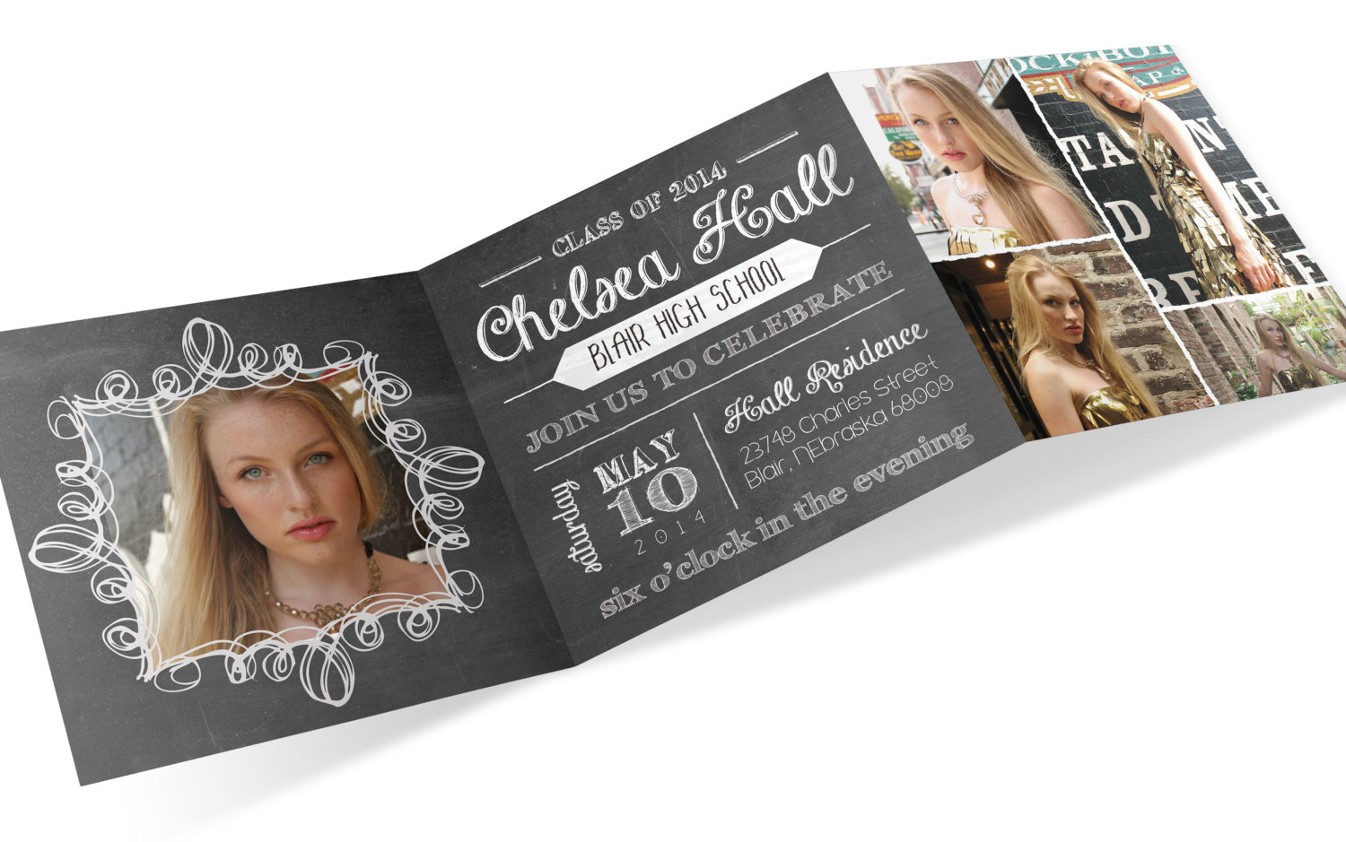 Folded Graduation Invitations Templates Medium Size Of Quad Fold throughout proportions 1500 X 939