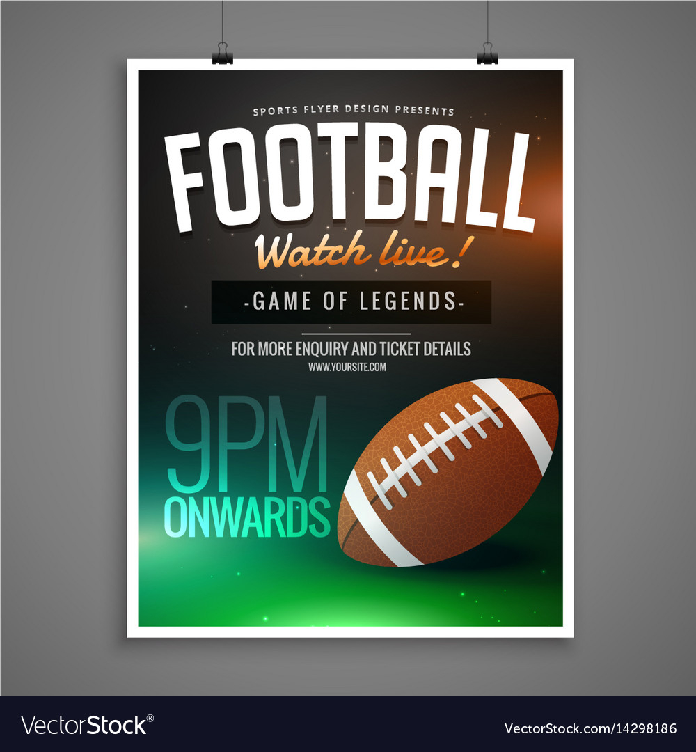 Football Event Card Design Invitation Template Vector Image in sizing 1000 X 1080