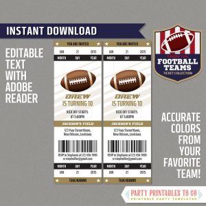 Football Ticket Invitation Template Brown And Orange Instant in proportions 1000 X 1000