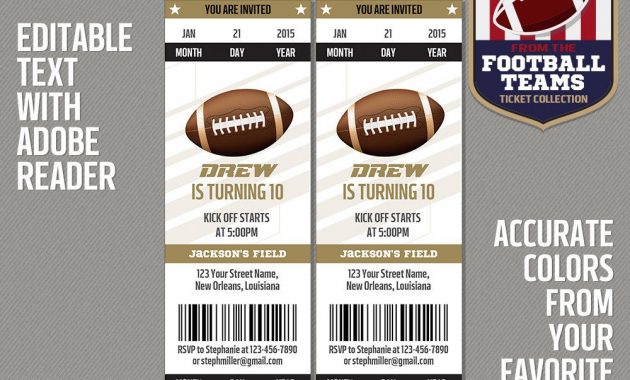 Football Ticket Invitation Template Brown And Orange Instant in proportions 1000 X 1000