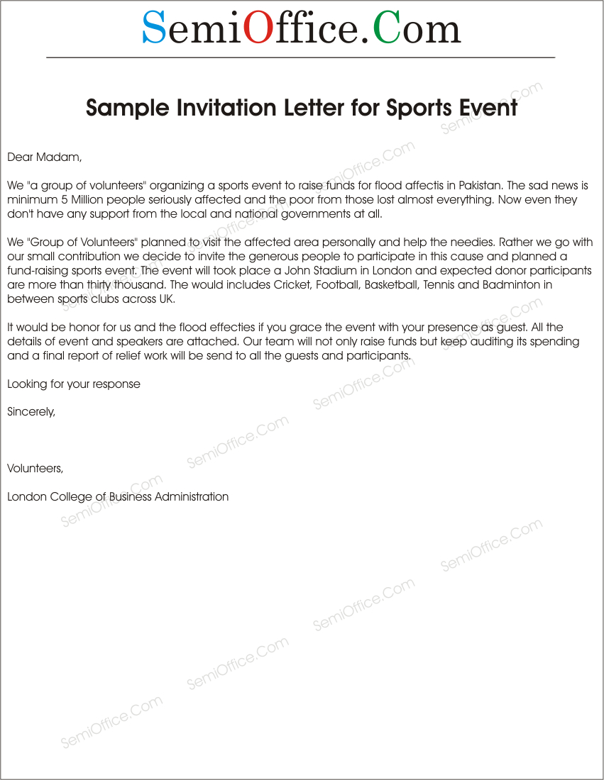 Formal Invitation Letter For Sports Event Invitation Templates Free with sizing 851 X 1100