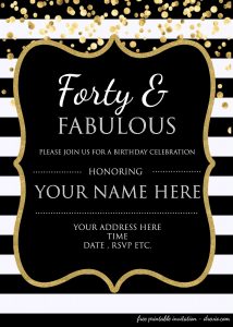 Forty Fabulous 40th Birthday Invitation Template Psd throughout dimensions 1500 X 2100