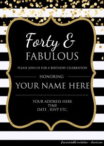 Forty Fabulous 40th Birthday Invitation Template Psd throughout measurements 1500 X 2100