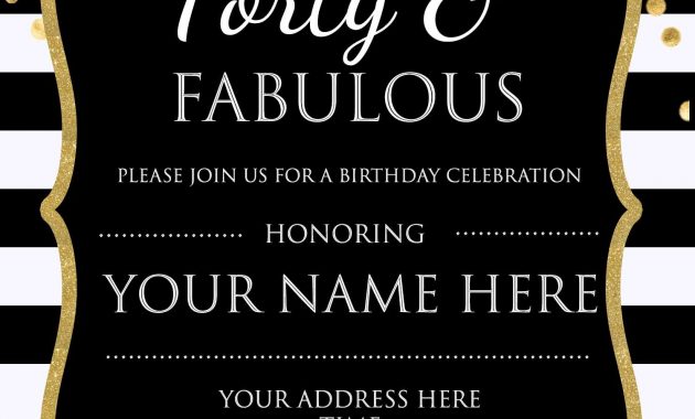 Forty Fabulous 40th Birthday Invitation Template Psd throughout measurements 1500 X 2100