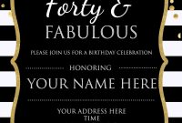 Forty Fabulous 40th Birthday Invitation Template Psd with regard to dimensions 1500 X 2100