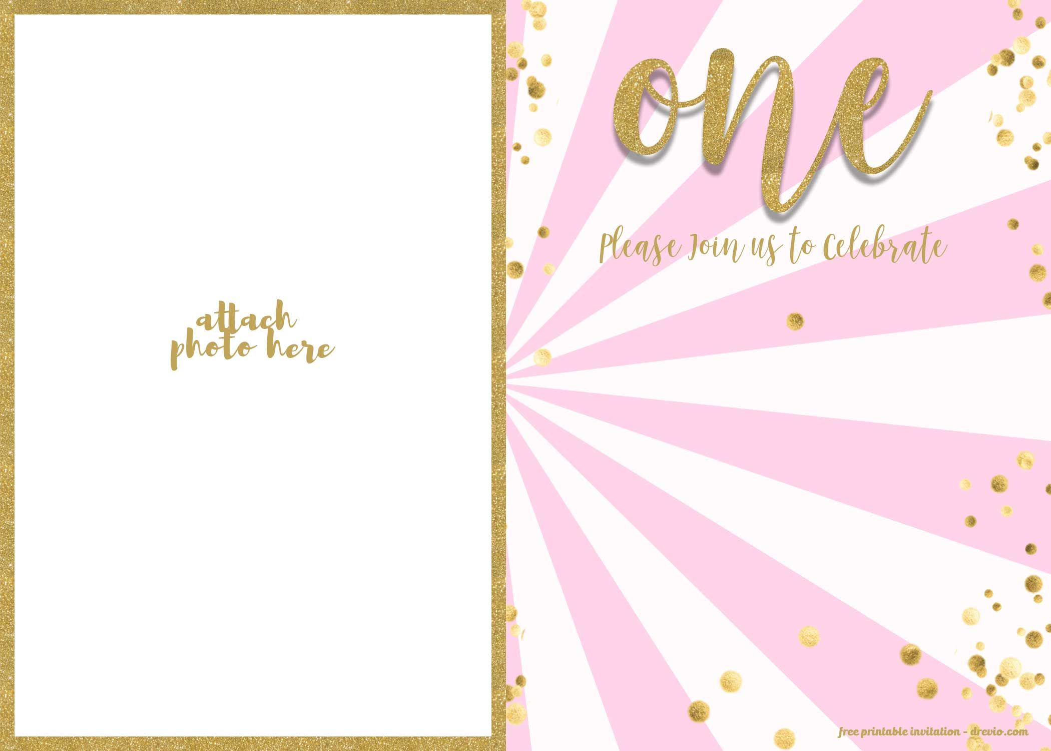 Free 1st Birthday Invitation Pink And Gold Glitter Free within measurements 2100 X 1500