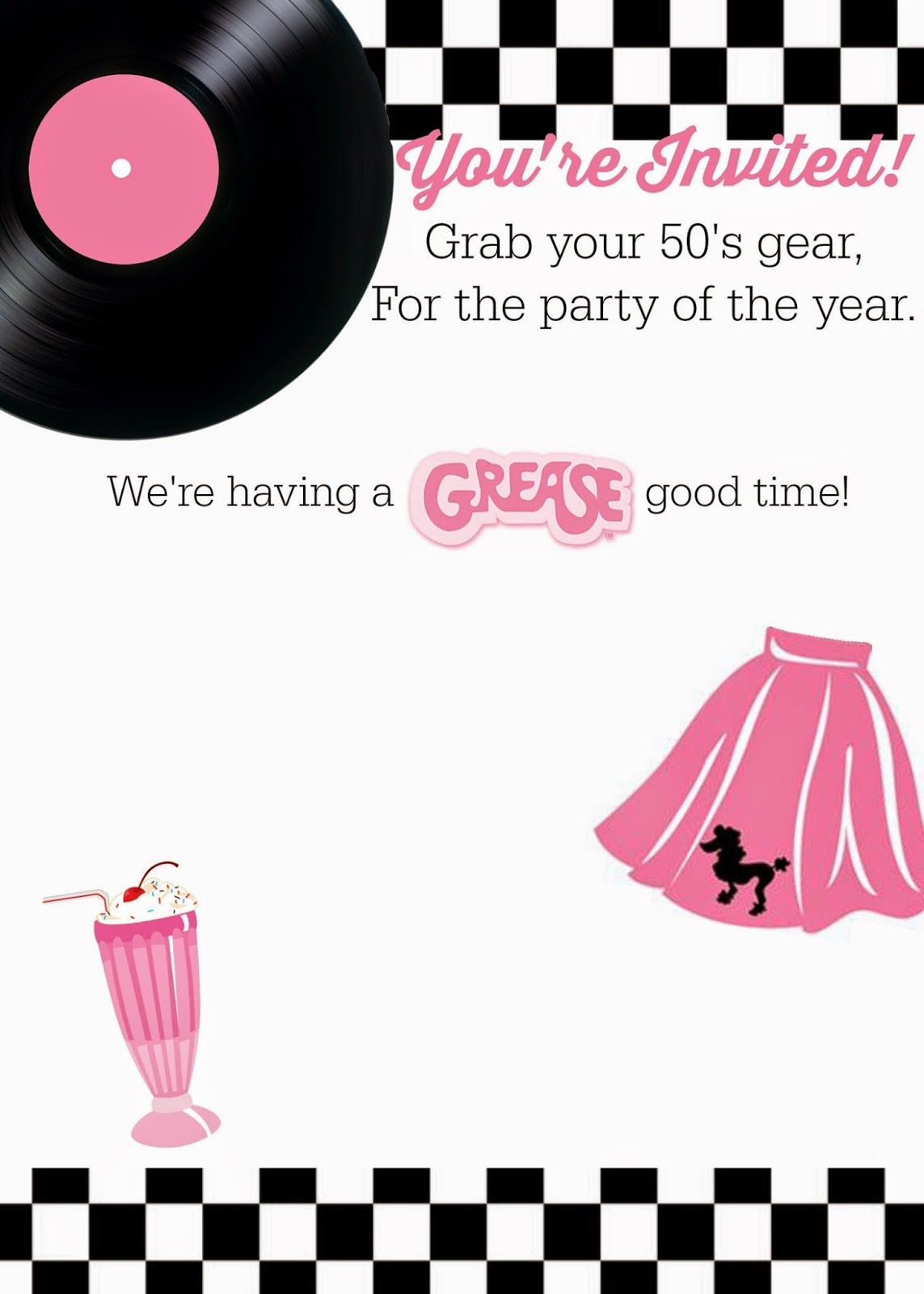Free 50s Grease Theme Invitation With Instructions To Personalize with dimensions 1143 X 1600