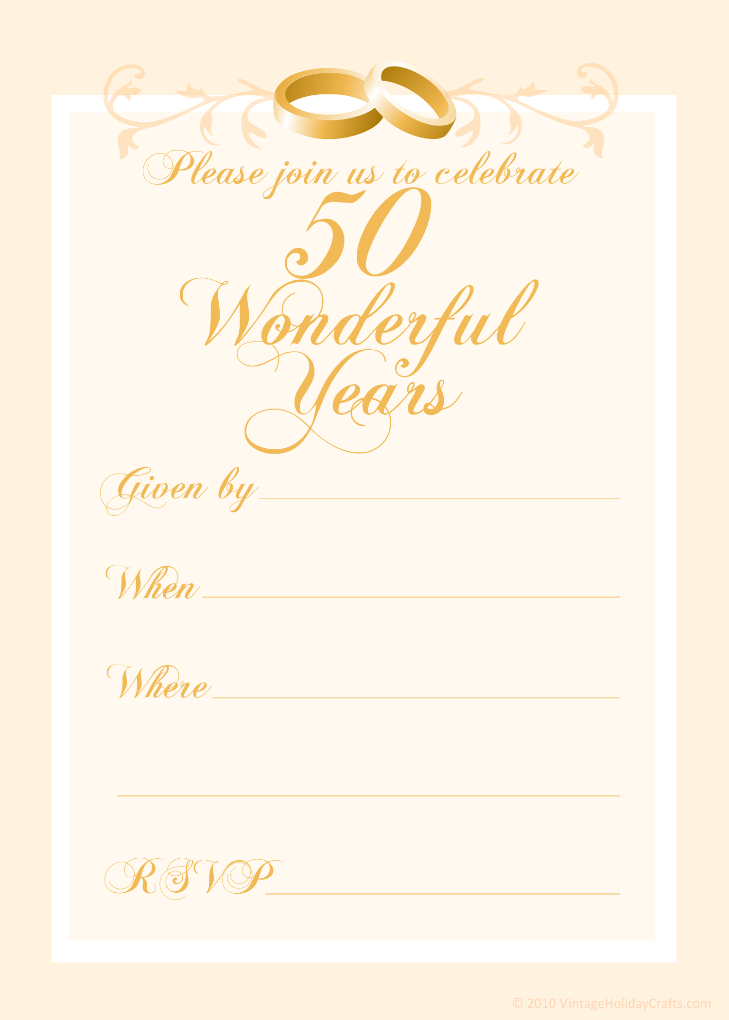 Приглашение на золотую свадьбу 50
