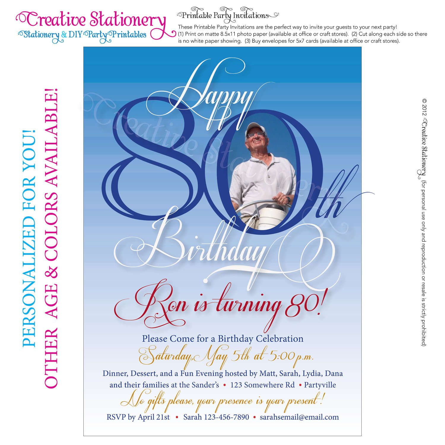 Free 80th Birthday Invitations Templates Free Printable pertaining to proportions 1500 X 1500