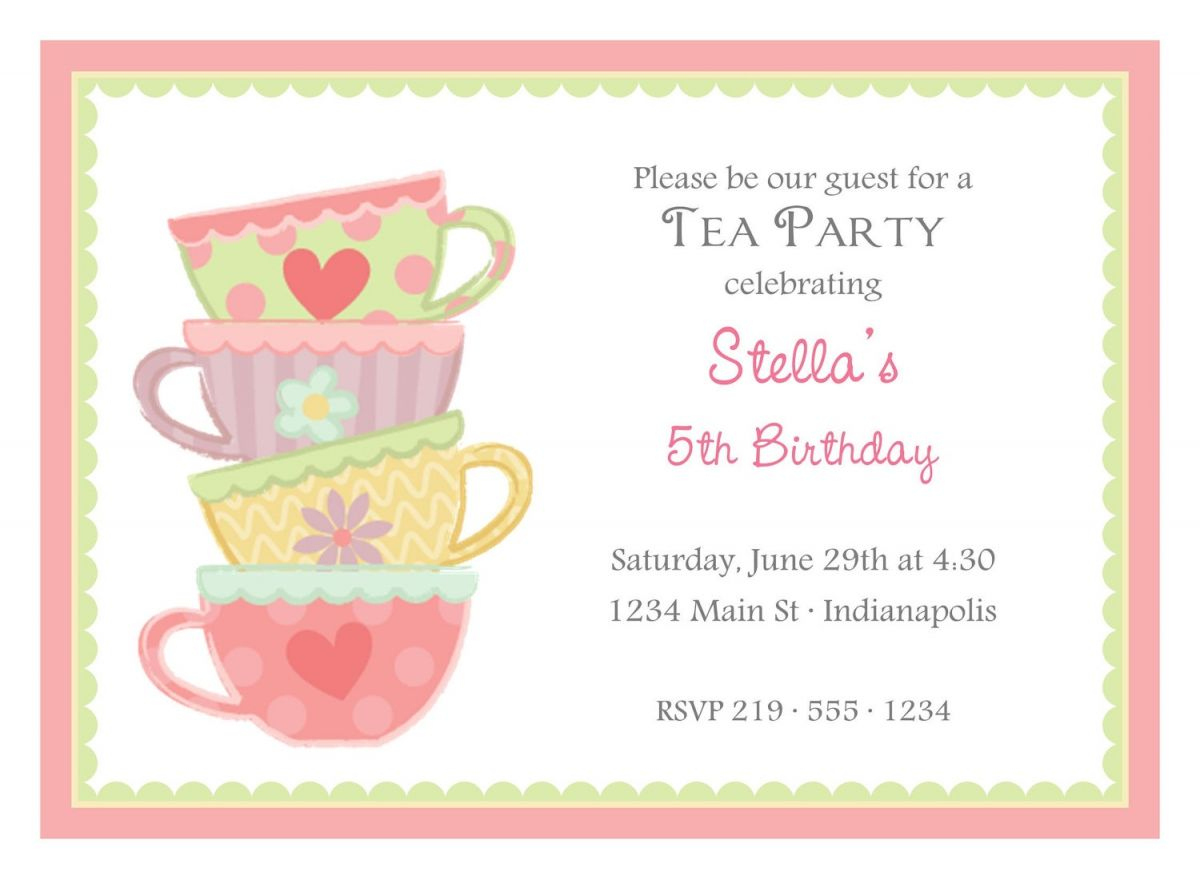 Free Afternoon Tea Party Invitation Template Tea Party In 2019 for dimensions 1200 X 879