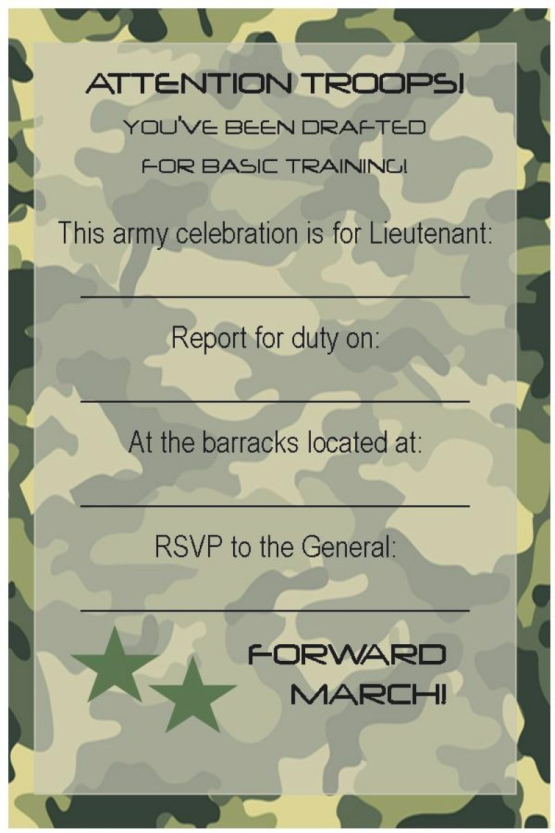 Free Army Birthday Invitation Template Army Party Invitation In pertaining to measurements 800 X 1200