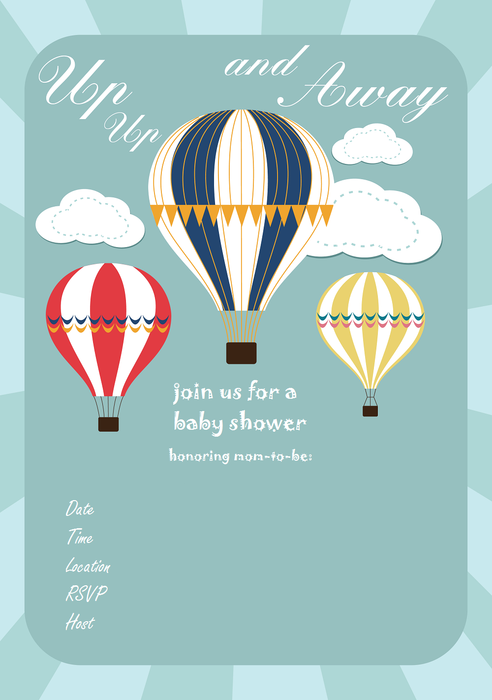 Free Ba Shower Invitation Hot Air Balloon Up Up And Away Via Www in measurements 1000 X 1422