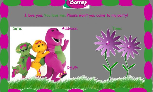 Free Barney Birthday Party Invitation Birthday Party Ideas throughout sizing 1505 X 1037