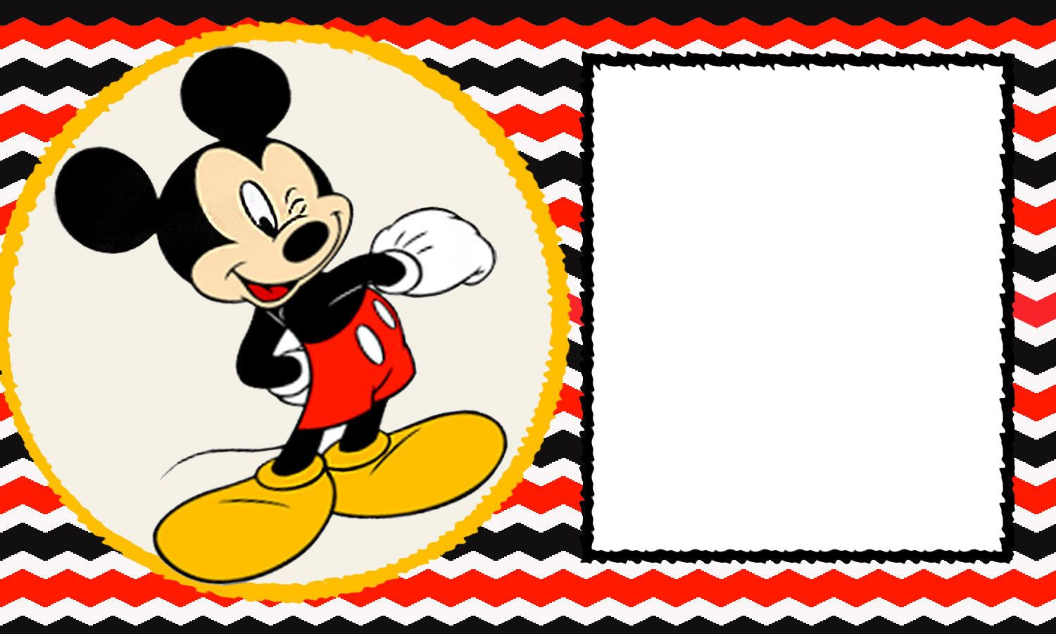 Free Blank Mickey Mouse 1st Invitation Chevron Template Drevio for size 1500 X 900