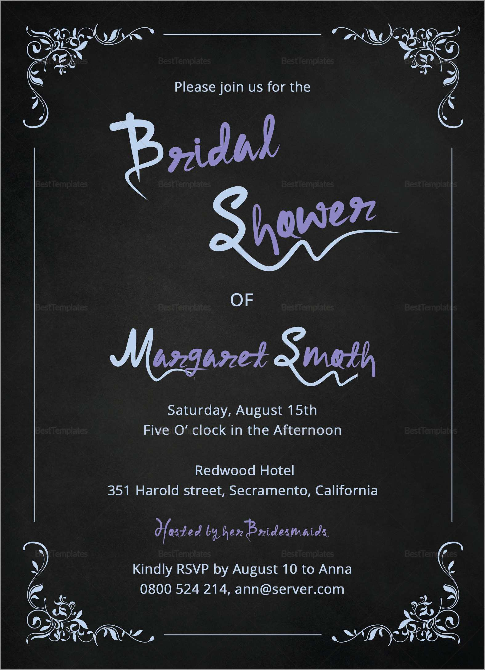 Free Bridal Shower Invitation Templates Photoshop Awesome Classic throughout size 1575 X 2175