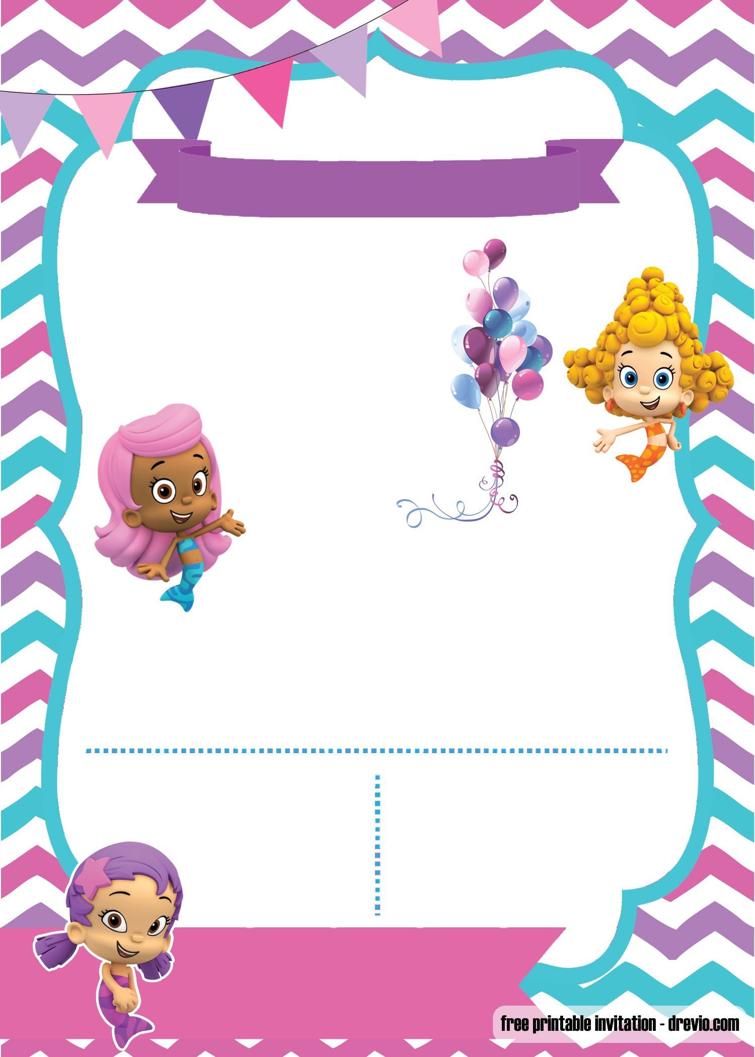 Free Bubble Guppies Invitation Template Free Printable Birthday intended for sizing 1500 X 2100