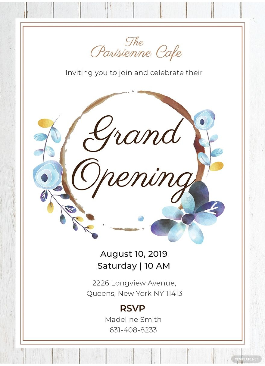 Free Cafe Opening Ceremony Invitation Invitation Templates for size 880 X 1215