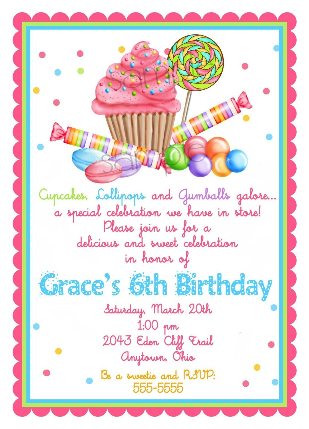 Free Candyland Birthday Invitations Templates throughout dimensions 1080 X 1500