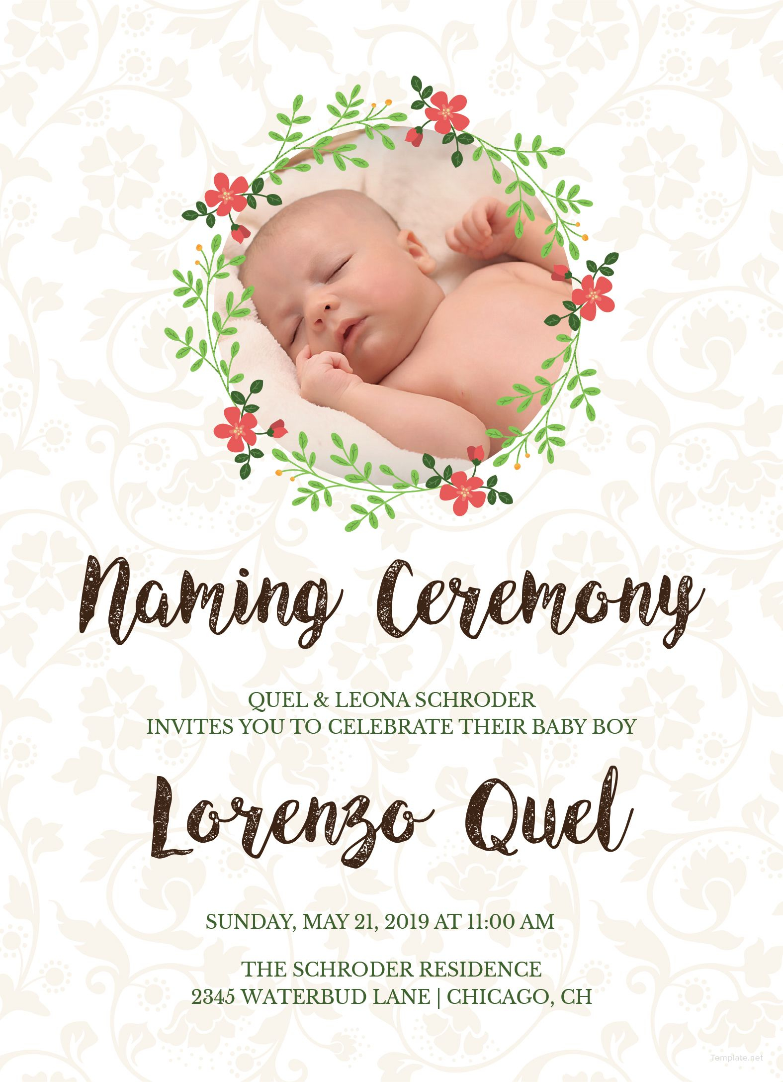 Free Creative Naming Invitation Tejas Naming Ceremony Invitation in proportions 1575 X 2175