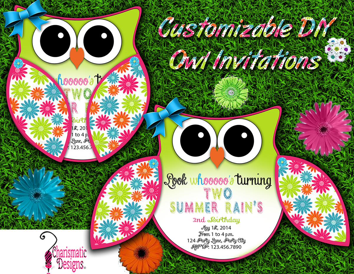 Free Diy Customizable Owl Invitation Printable Template On Behance for measurements 1200 X 927