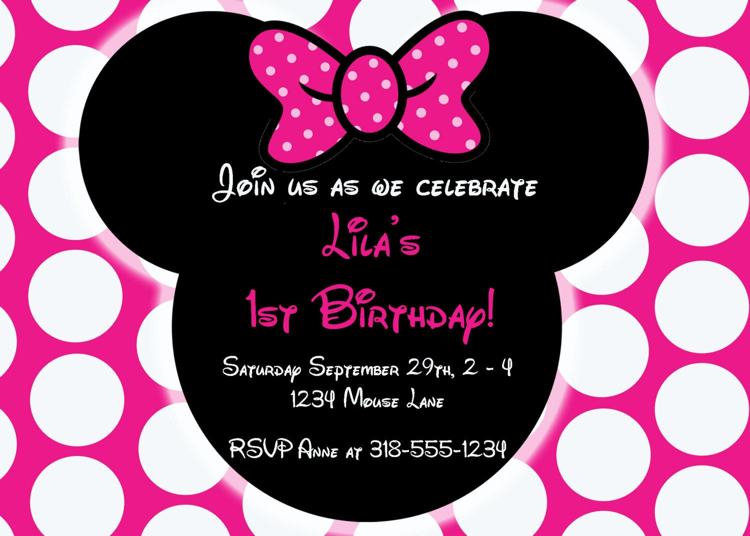 Free Editable Minnie Mouse Birthday Invitations Minnie Mouse Sba for measurements 1500 X 1071