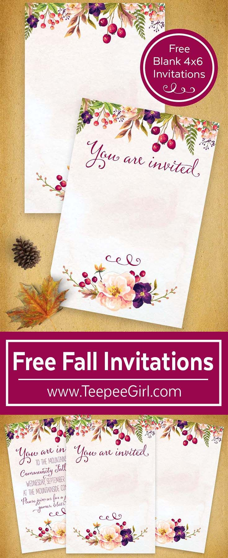 Free Fall 4x6 Invitations Fallthanksgiving Fall Party with measurements 735 X 1800