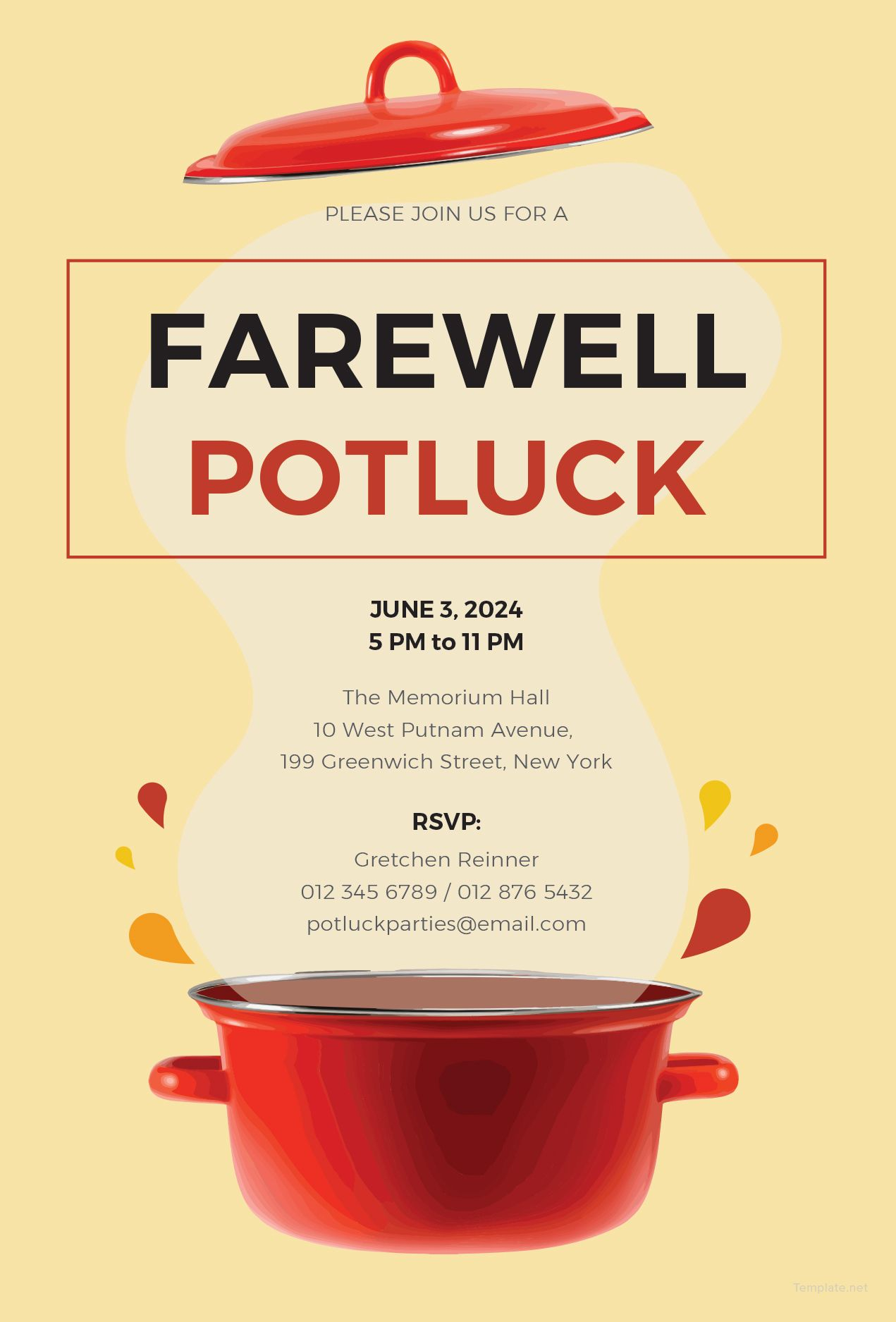 Free Farewell Potluck Invitation Just Cool Potluck Invitation intended for sizing 1271 X 1875