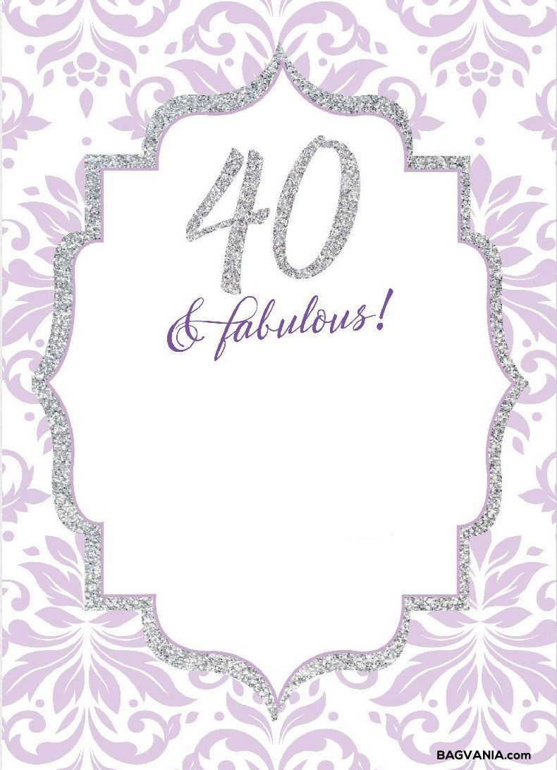 Free Free Printable 40th Birthday Invitations Invites 40th throughout size 790 X 1092