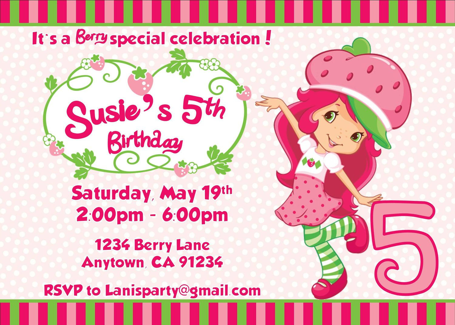 Free Free Template Strawberry Shortcake Birthday Party Invitations regarding sizing 1500 X 1071