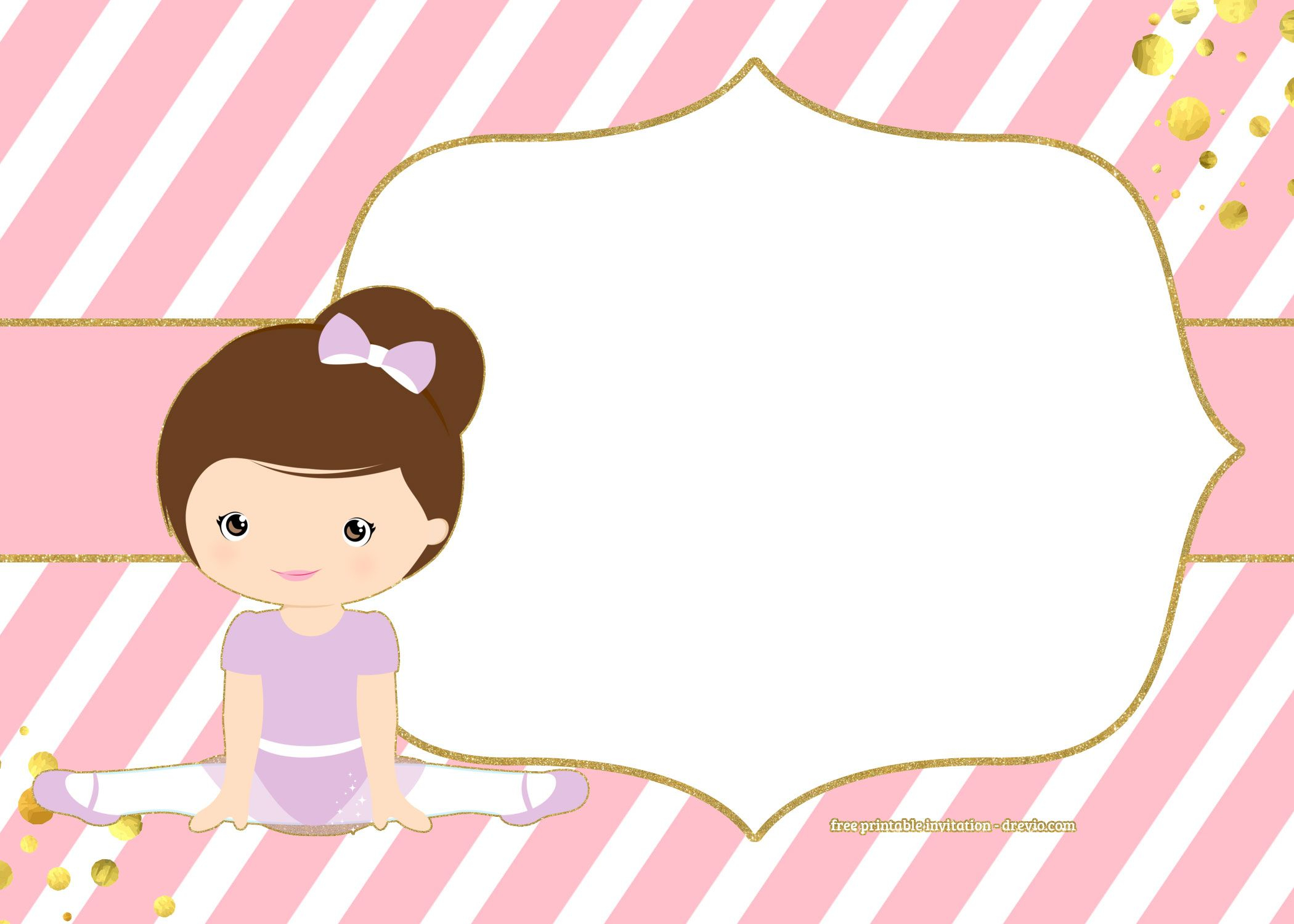 Free Golden Ballerina Birthday Invitation Chip Bags Templates in size 2100 X 1500