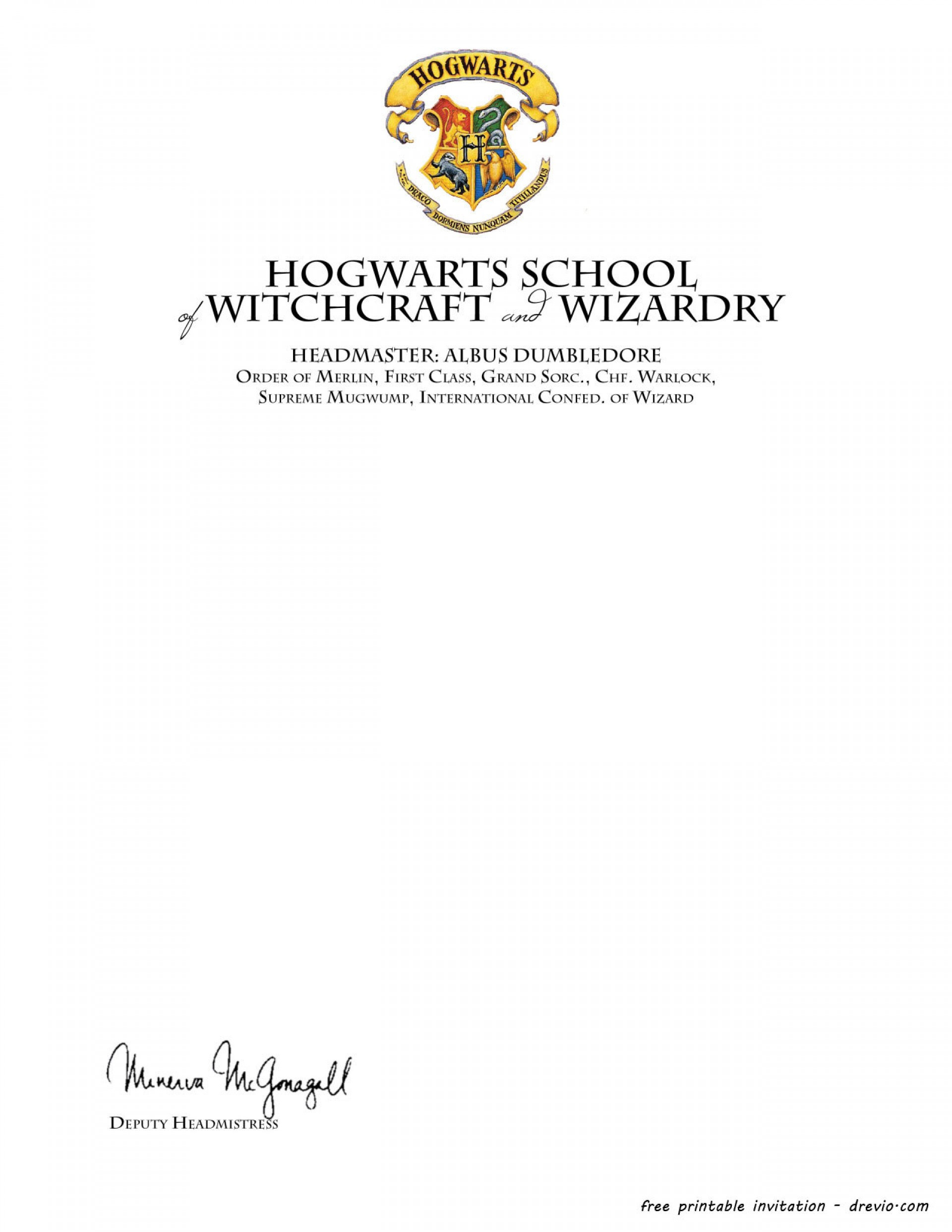 Harry Potter Printable Invitation Templates • Business Template Ideas