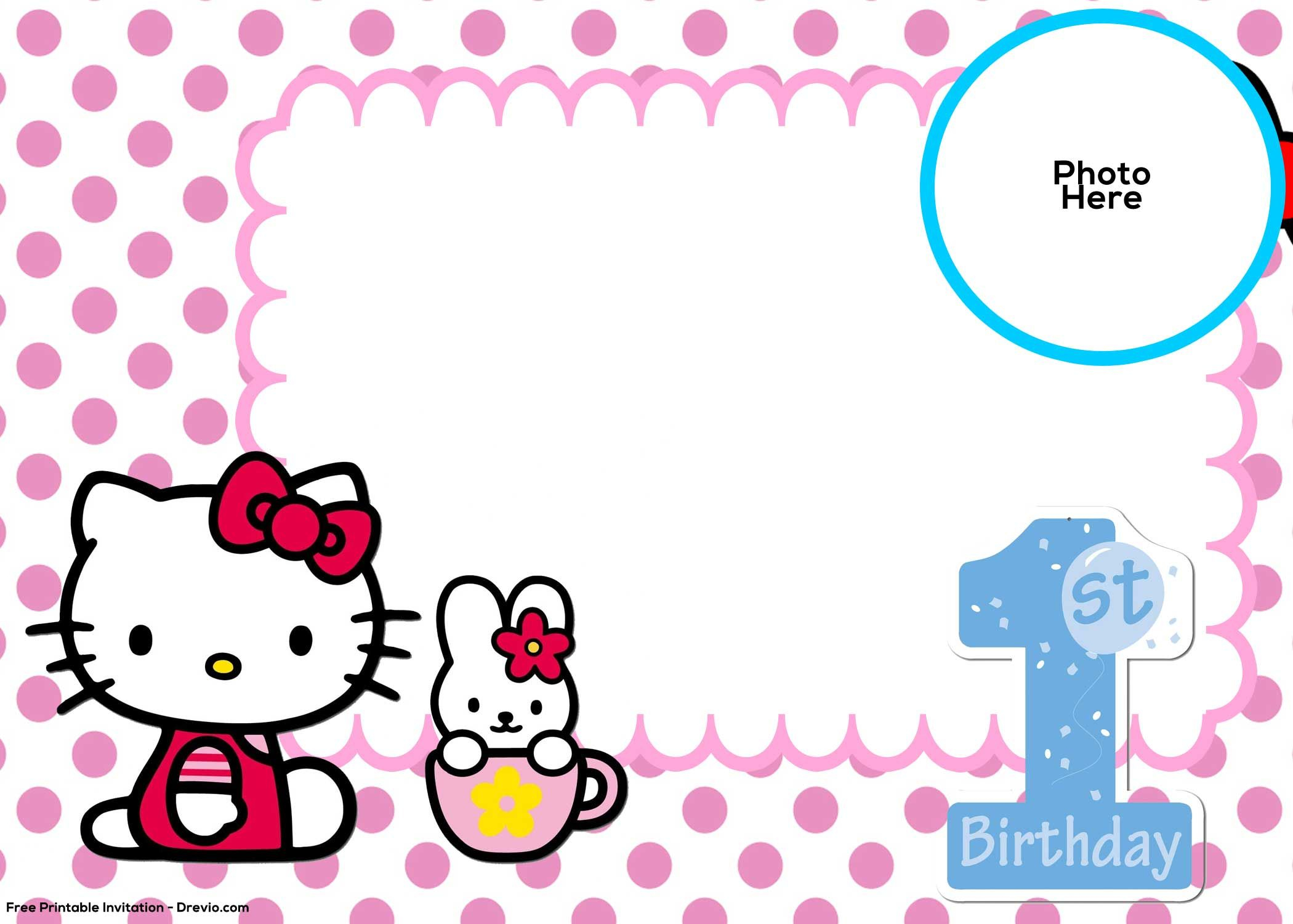 Free Hello Kitty 1st Birthday Invitation Template Hello Kitty pertaining to size 2100 X 1500