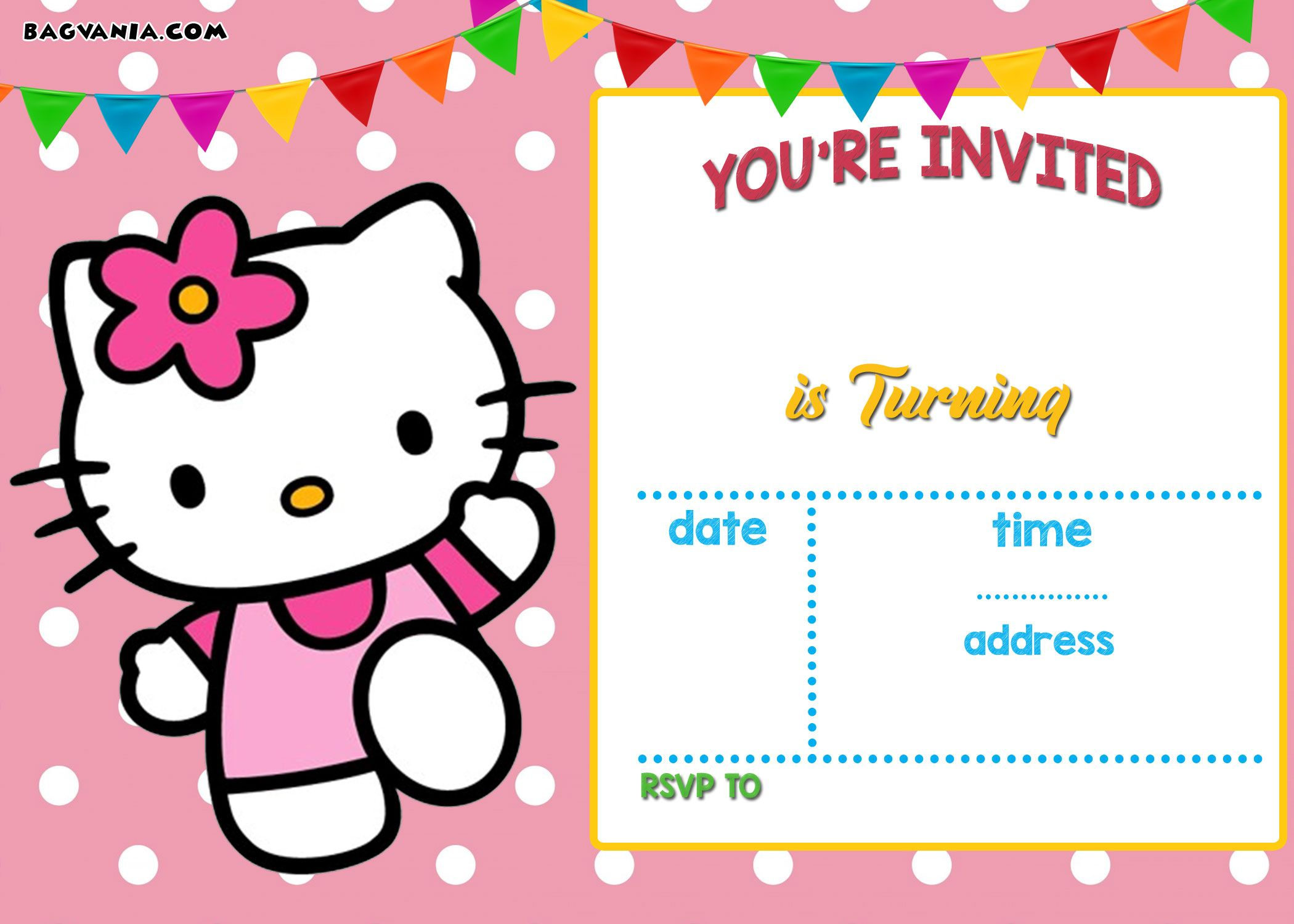 Free Hello Kitty Invitation Free Printable Birthday Invitation with measurements 2100 X 1500