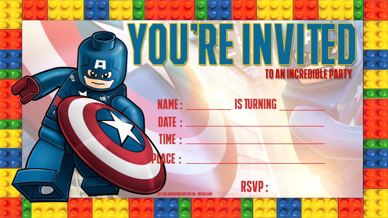 Free Lego Captain America Birthday Invitation Super Hero Lovers throughout proportions 1280 X 720