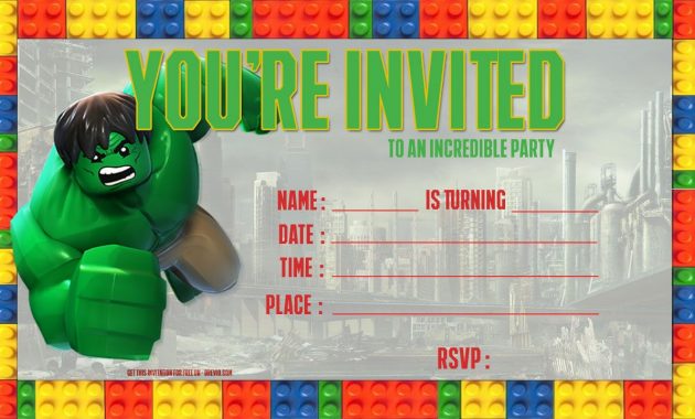 Free Lego Hulk Birthday Invitation Birthday Invitation For Kids pertaining to dimensions 1280 X 720