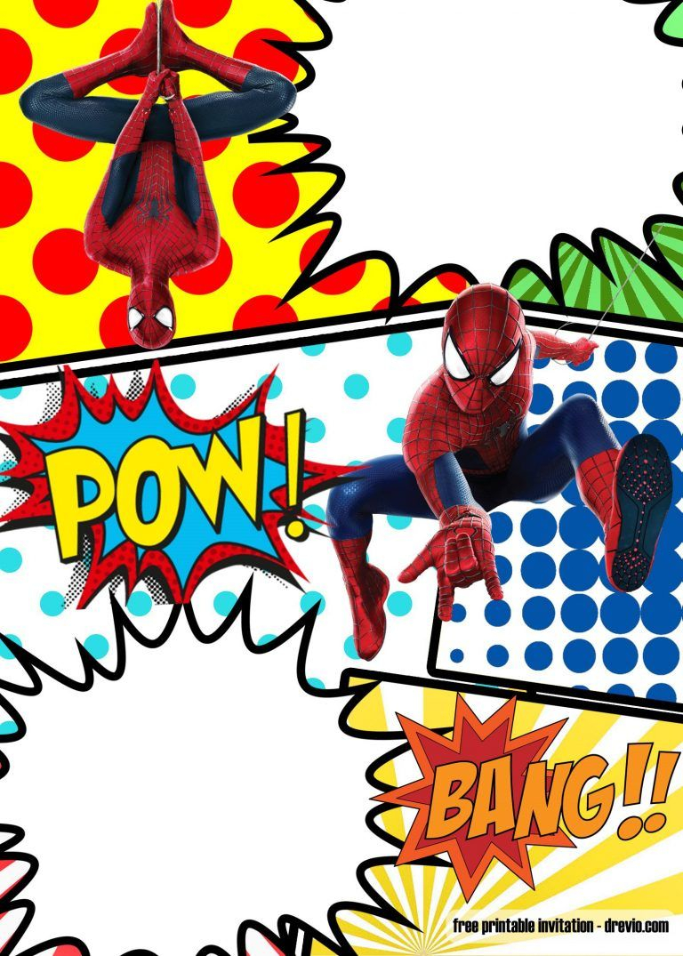 Free Marvel Spiderman Comic Style Invitation Template Birthday regarding size 768 X 1075