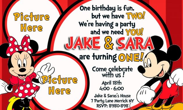 Free Mickey And Minnie Mouse Birthday Invitations Bagvania pertaining to size 1500 X 1071