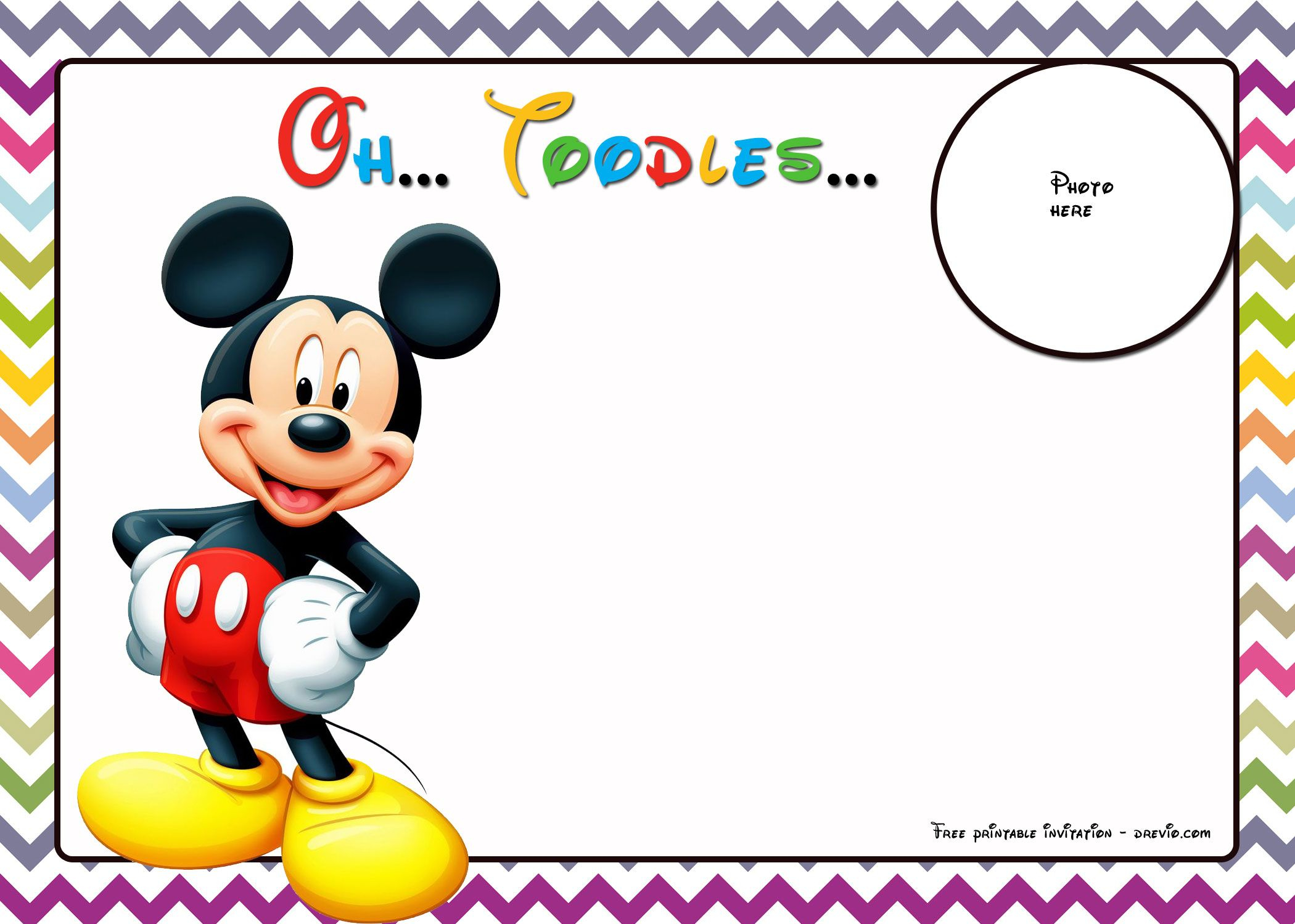 Free Mickey Mouse Birthday Invitations Template Chevron Free with sizing 2100 X 1500